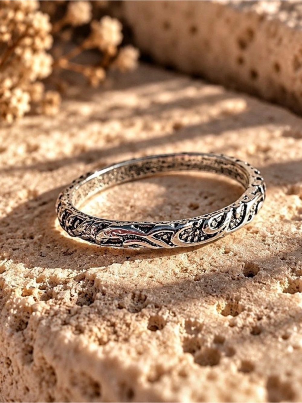 Engraved Silver-Tone Ring